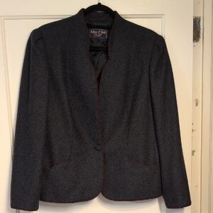 Vintage Whip-O-Will Charcoal Blazer with Burgundy Trim